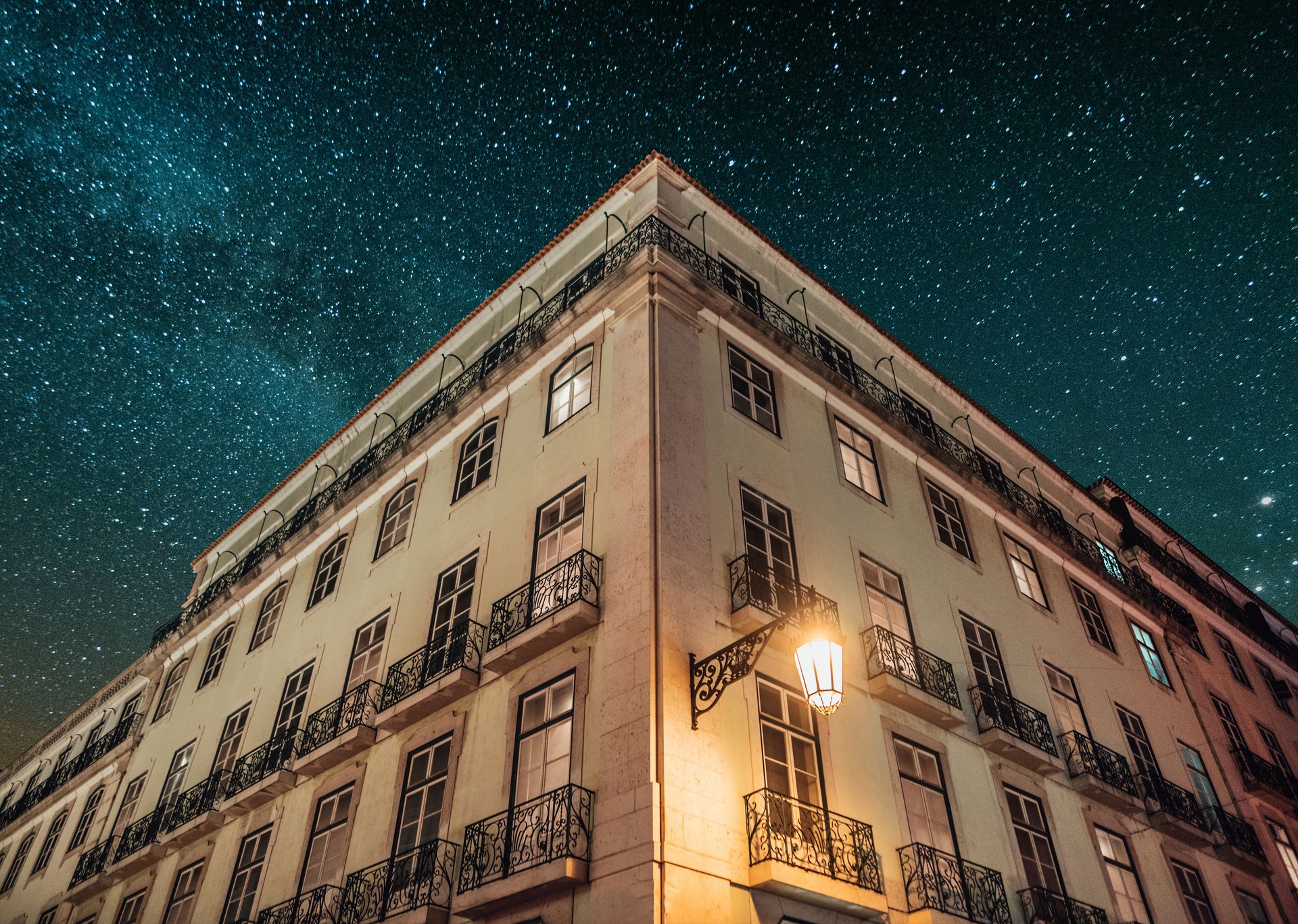 Building in Lisbon at night